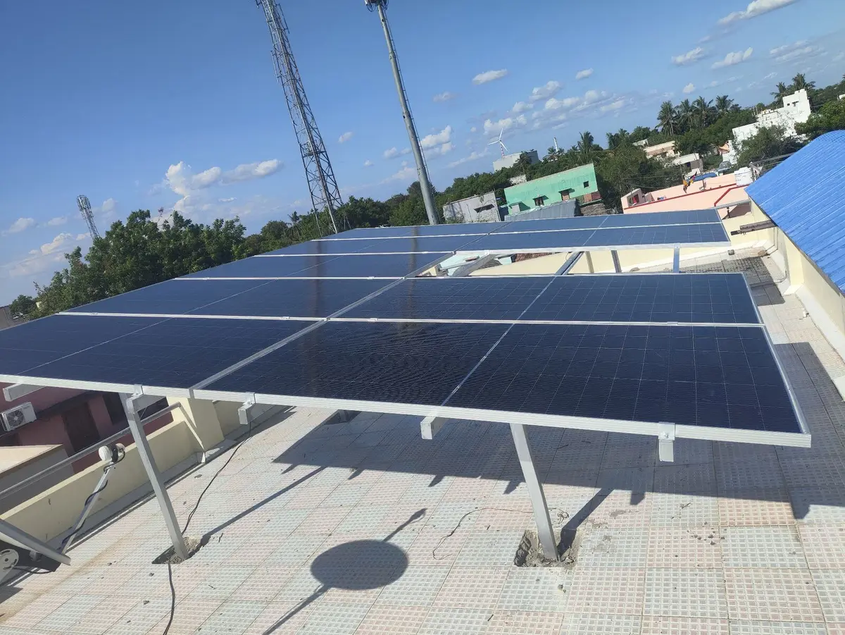 5 kW hybrid rooftop solar installation by SVN Renewable at Pulivalam, near Trichy