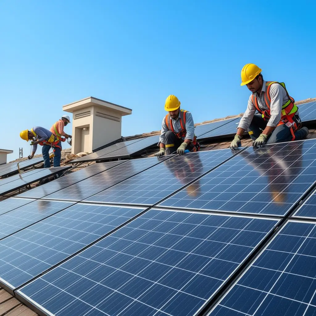SVN Renewable engineering team installing solar modules
